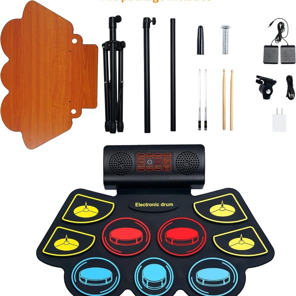Electronic Drum Set with Light Up Drumsticks and Stand - Picture 6 of 7